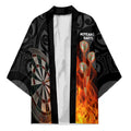 Personalised Aotearoa Darts Kimono Maori Koru Flaming Dartboard - Aussie Hoodie