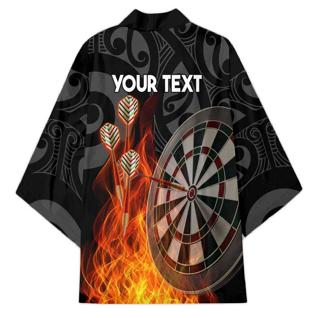 Personalised Aotearoa Darts Kimono Maori Koru Flaming Dartboard - Aussie Hoodie