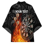 Personalised Aotearoa Darts Kimono Maori Koru Flaming Dartboard - Aussie Hoodie