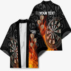 Personalised Aotearoa Darts Kimono Maori Koru Flaming Dartboard - Aussie Hoodie