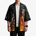 Personalised Aotearoa Darts Kimono Maori Koru Flaming Dartboard - Aussie Hoodie