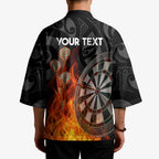 Personalised Aotearoa Darts Kimono Maori Koru Flaming Dartboard - Aussie Hoodie