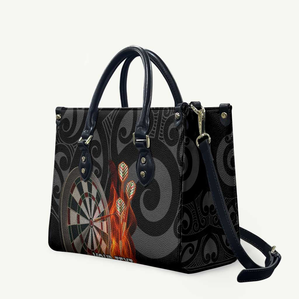 Personalised Aotearoa Darts Leather Bag Maori Koru Flaming Dartboard - Aussie Hoodie
