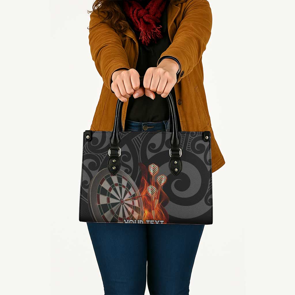 Personalised Aotearoa Darts Leather Bag Maori Koru Flaming Dartboard - Aussie Hoodie