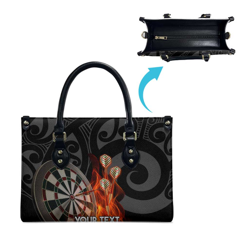 Personalised Aotearoa Darts Leather Bag Maori Koru Flaming Dartboard - Aussie Hoodie