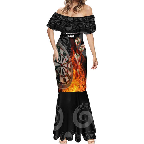 Personalised Aotearoa Darts Mermaid Dress Maori Koru Flaming Dartboard