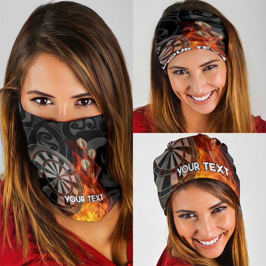 Personalised Aotearoa Darts Neck Gaiter Maori Koru Flaming Dartboard - Aussie Hoodie