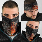 Personalised Aotearoa Darts Neck Gaiter Maori Koru Flaming Dartboard - Aussie Hoodie