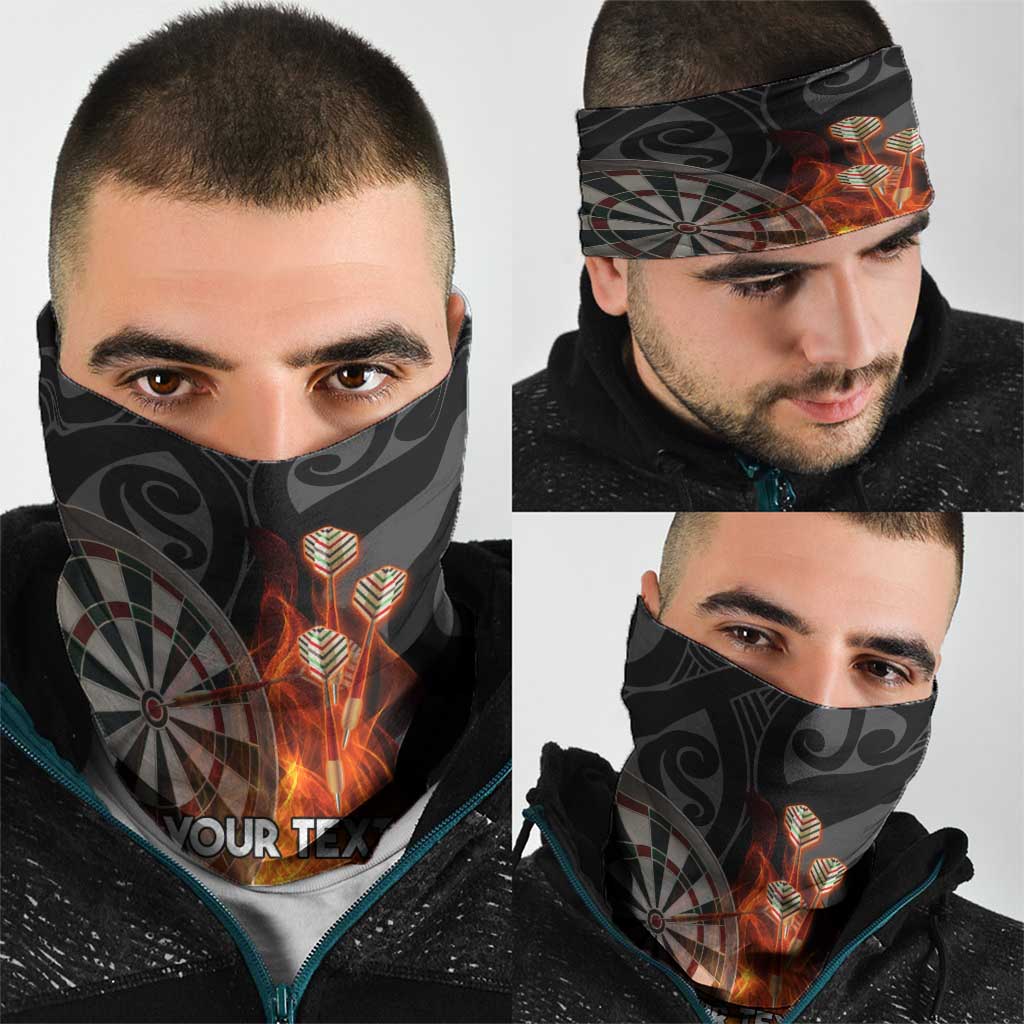 Personalised Aotearoa Darts Neck Gaiter Maori Koru Flaming Dartboard - Aussie Hoodie