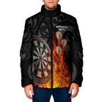 Personalised Aotearoa Darts Padded Jacket Maori Koru Flaming Dartboard - Aussie Hoodie
