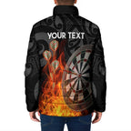Personalised Aotearoa Darts Padded Jacket Maori Koru Flaming Dartboard - Aussie Hoodie