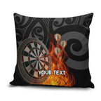 Personalised Aotearoa Darts Pillow Cover Maori Koru Flaming Dartboard - Aussie Hoodie
