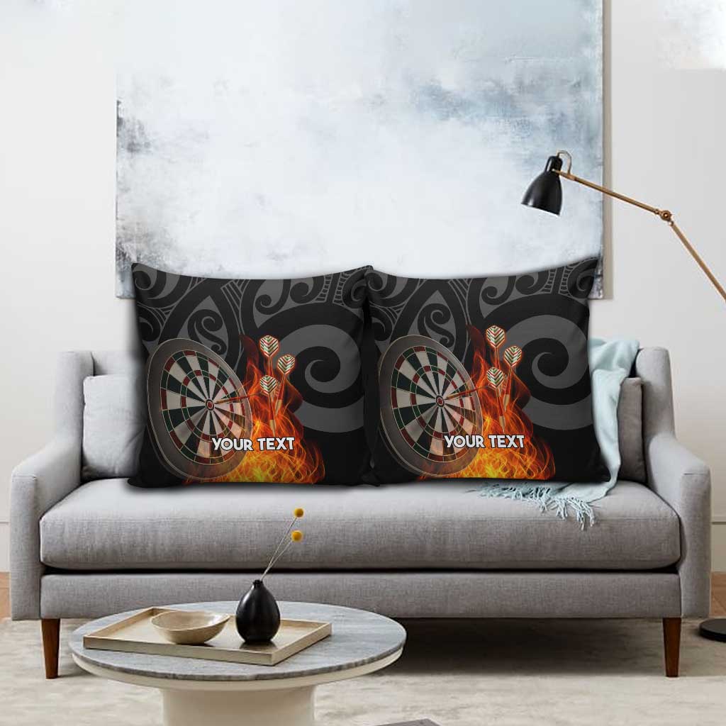 Personalised Aotearoa Darts Pillow Cover Maori Koru Flaming Dartboard - Aussie Hoodie