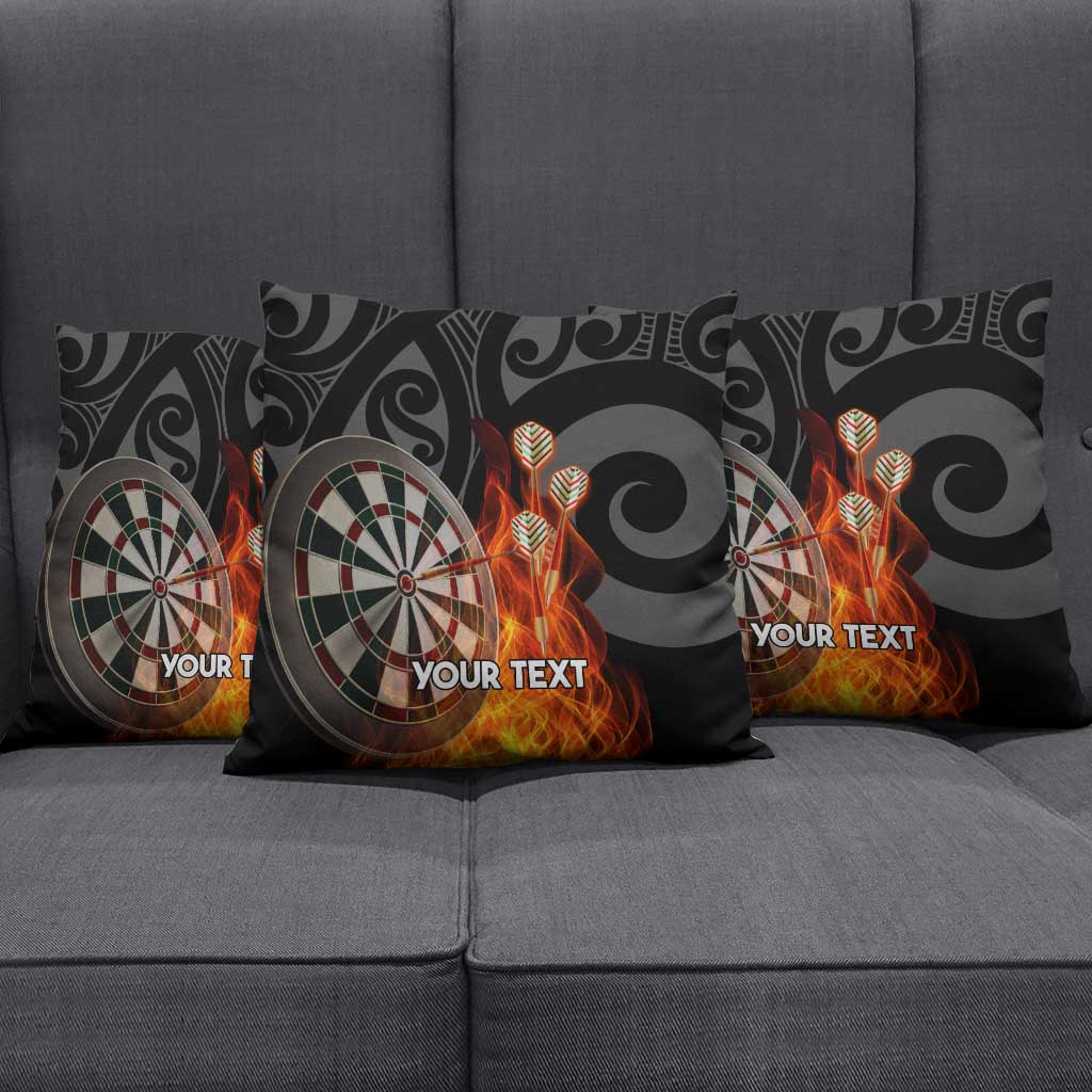 Personalised Aotearoa Darts Pillow Cover Maori Koru Flaming Dartboard - Aussie Hoodie