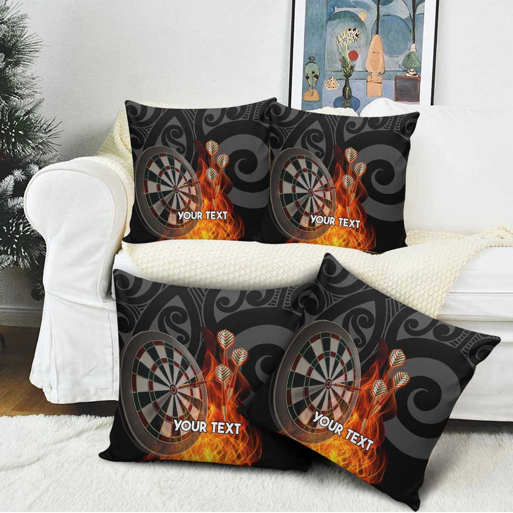 Personalised Aotearoa Darts Pillow Cover Maori Koru Flaming Dartboard - Aussie Hoodie