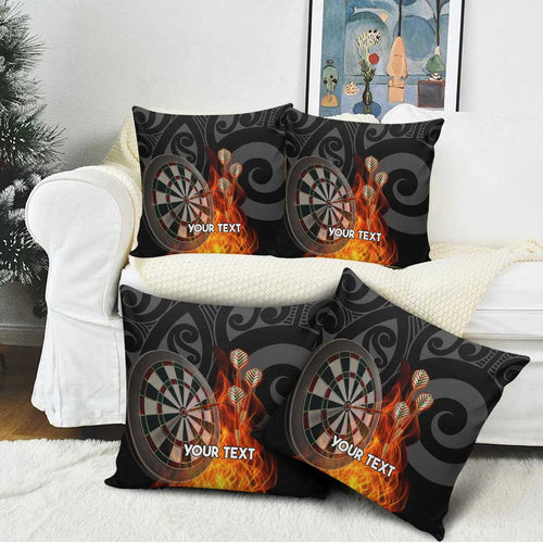 Personalised Aotearoa Darts Pillow Cover Maori Koru Flaming Dartboard - Aussie Hoodie