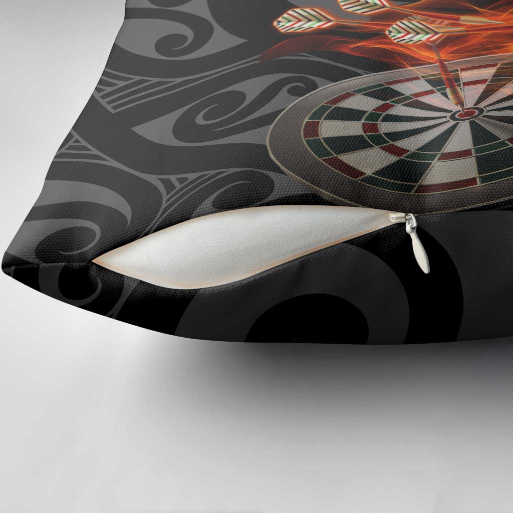 Personalised Aotearoa Darts Pillow Cover Maori Koru Flaming Dartboard - Aussie Hoodie