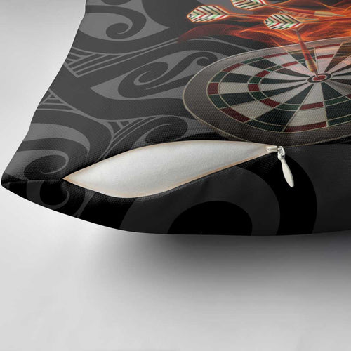 Personalised Aotearoa Darts Pillow Cover Maori Koru Flaming Dartboard - Aussie Hoodie