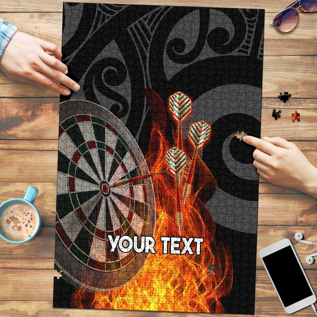 Personalised Aotearoa Darts Puzzle Maori Koru Flaming Dartboard - Aussie Hoodie