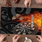 Personalised Aotearoa Darts Puzzle Maori Koru Flaming Dartboard - Aussie Hoodie