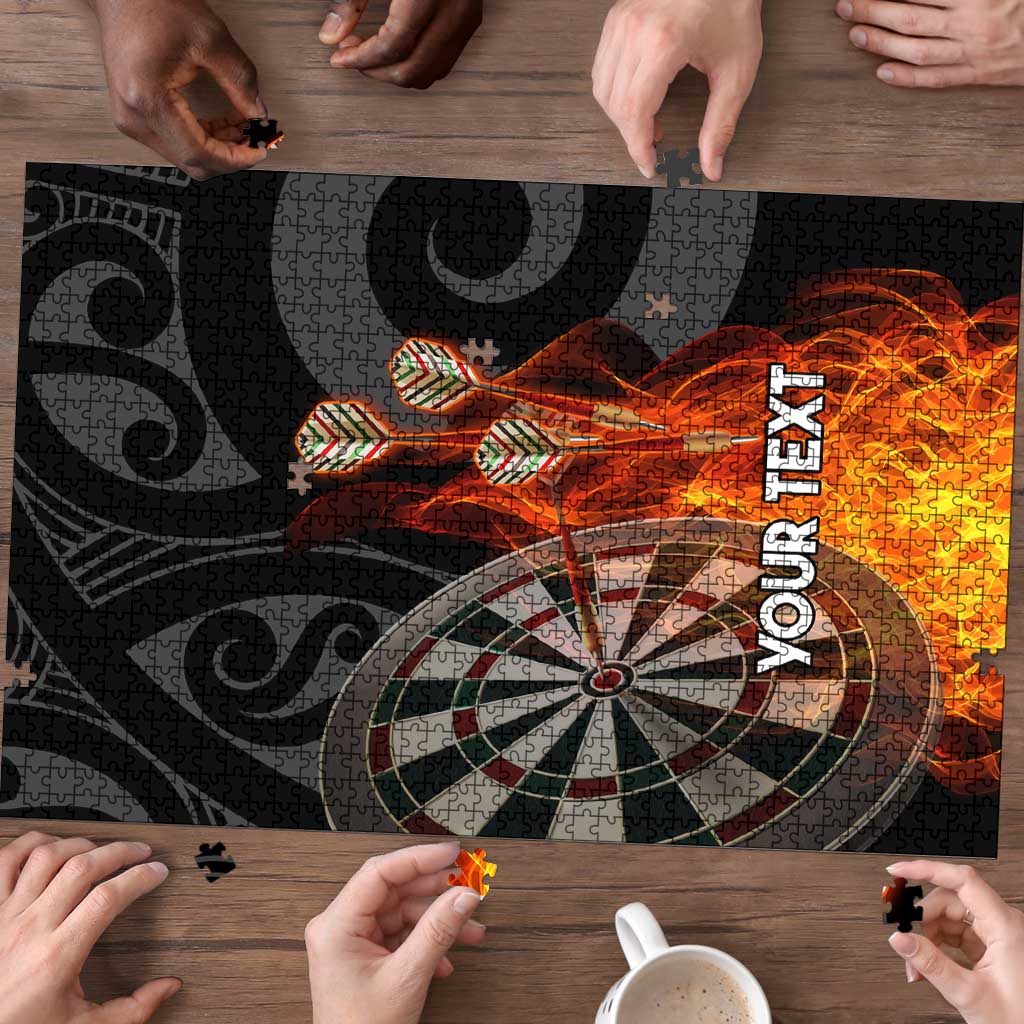 Personalised Aotearoa Darts Puzzle Maori Koru Flaming Dartboard - Aussie Hoodie