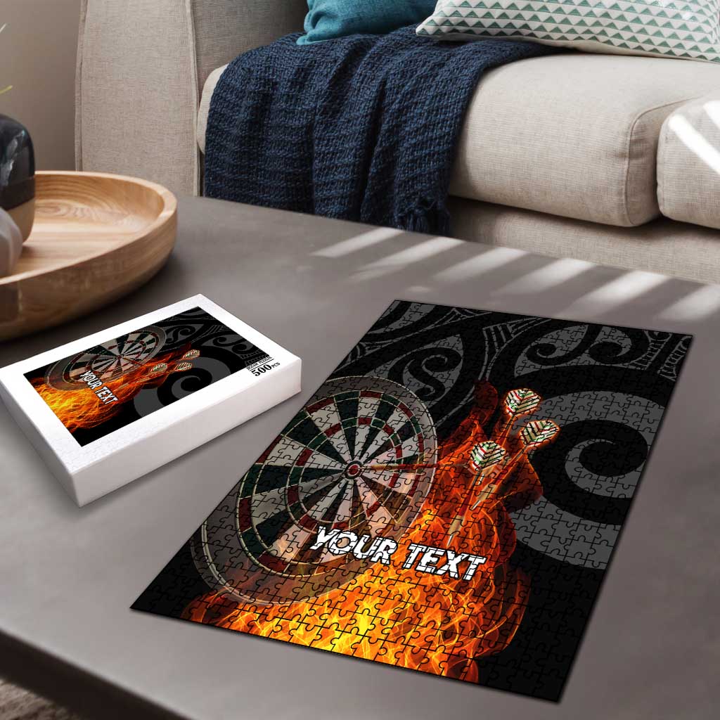 Personalised Aotearoa Darts Puzzle Maori Koru Flaming Dartboard - Aussie Hoodie