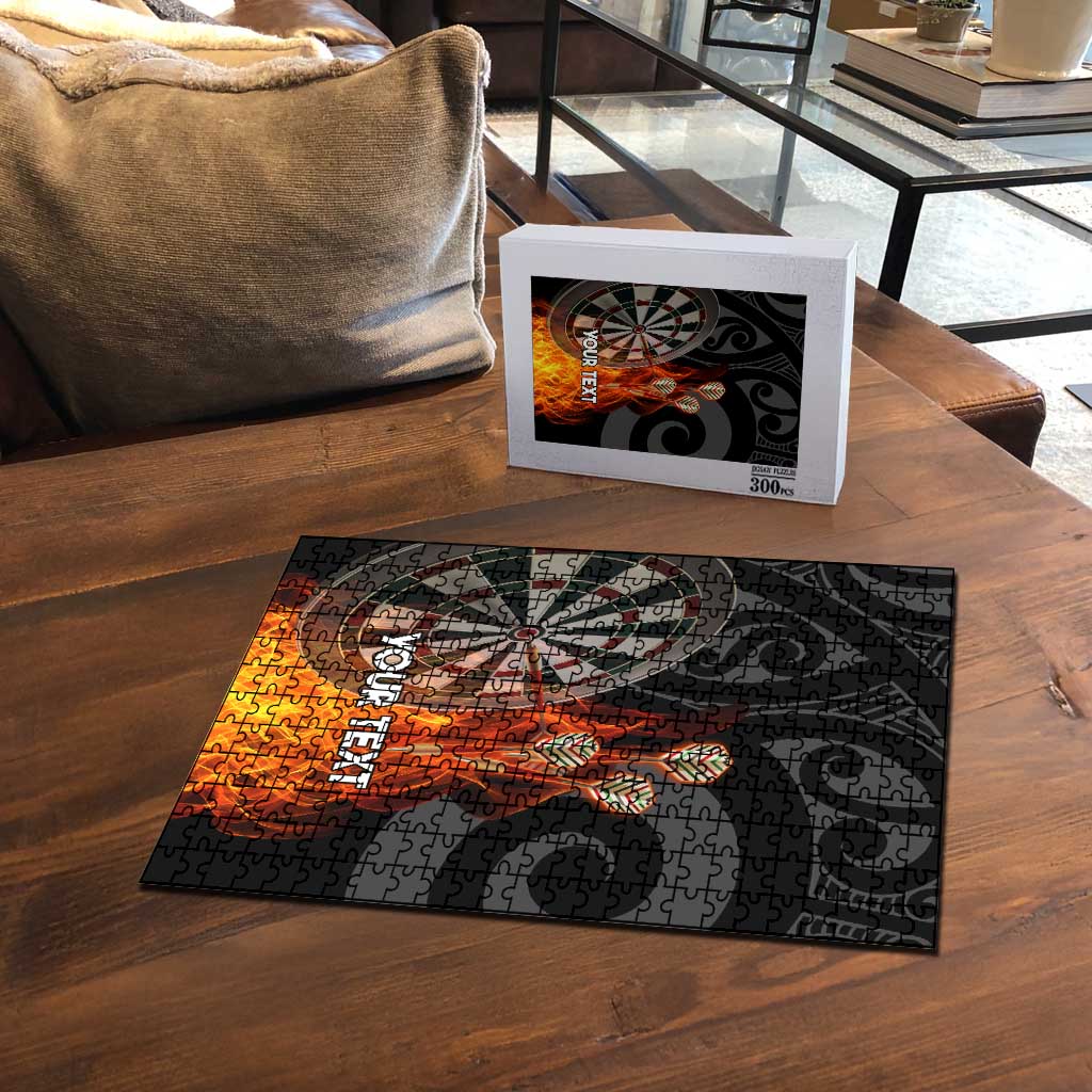 Personalised Aotearoa Darts Puzzle Maori Koru Flaming Dartboard - Aussie Hoodie