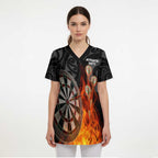 Personalised Aotearoa Darts Scrub Top Maori Koru Flaming Dartboard - Aussie Hoodie