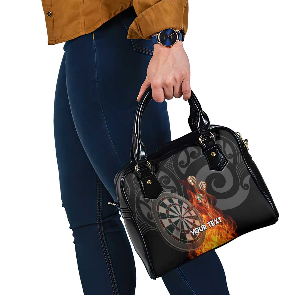 Personalised Aotearoa Darts Shoulder Handbag Maori Koru Flaming Dartboard