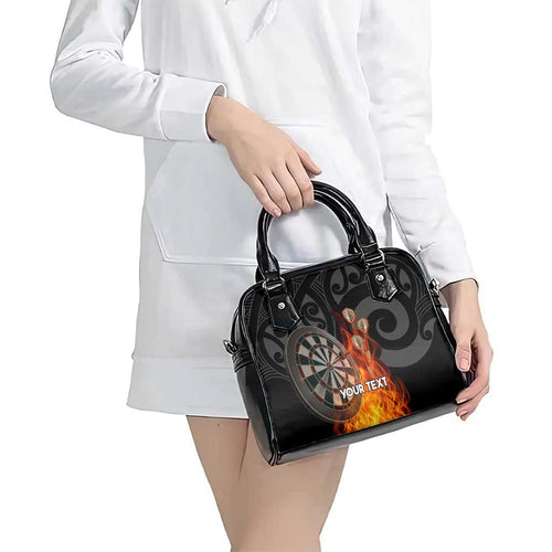 Personalised Aotearoa Darts Shoulder Handbag Maori Koru Flaming Dartboard