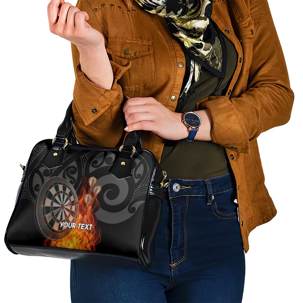 Personalised Aotearoa Darts Shoulder Handbag Maori Koru Flaming Dartboard