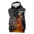 Personalised Aotearoa Darts Sleeveless Hoodie Maori Koru Flaming Dartboard - Aussie Hoodie