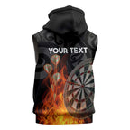 Personalised Aotearoa Darts Sleeveless Hoodie Maori Koru Flaming Dartboard - Aussie Hoodie