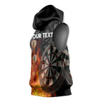 Personalised Aotearoa Darts Sleeveless Hoodie Maori Koru Flaming Dartboard - Aussie Hoodie