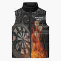 Personalised Aotearoa Darts Sleeveless Puffer Jacket Maori Koru Flaming Dartboard - Aussie Hoodie