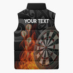 Personalised Aotearoa Darts Sleeveless Puffer Jacket Maori Koru Flaming Dartboard - Aussie Hoodie