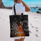Personalised Aotearoa Darts Tote Bag Maori Koru Flaming Dartboard - Aussie Hoodie