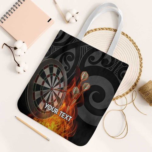 Personalised Aotearoa Darts Tote Bag Maori Koru Flaming Dartboard - Aussie Hoodie