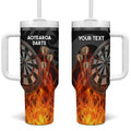 Personalised Aotearoa Darts Tumbler With Handle Maori Koru Flaming Dartboard