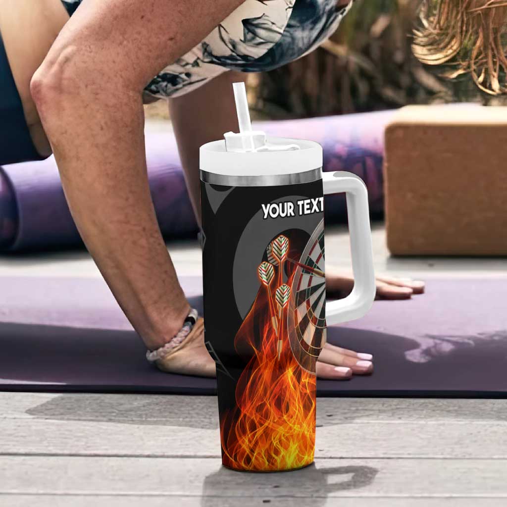 Personalised Aotearoa Darts Tumbler With Handle Maori Koru Flaming Dartboard
