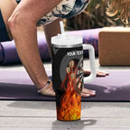Personalised Aotearoa Darts Tumbler With Handle Maori Koru Flaming Dartboard