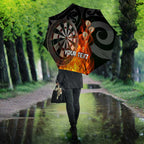 Personalised Aotearoa Darts Umbrella Maori Koru Flaming Dartboard - Aussie Hoodie