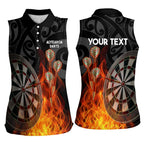 Personalised Aotearoa Darts Women Sleeveless Polo Shirt Maori Koru Flaming Dartboard