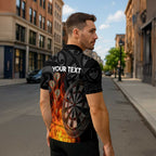 Personalised Aotearoa Darts Zipper Polo Shirt Maori Koru Flaming Dartboard - Aussie Hoodie