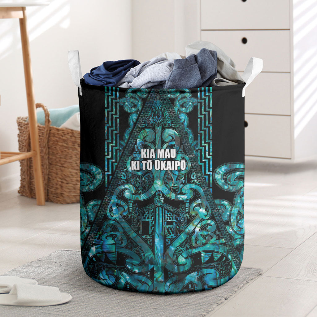 Maori Language Week Laundry Basket Kia Mau Ki To Ukaipo Paua Shell Color