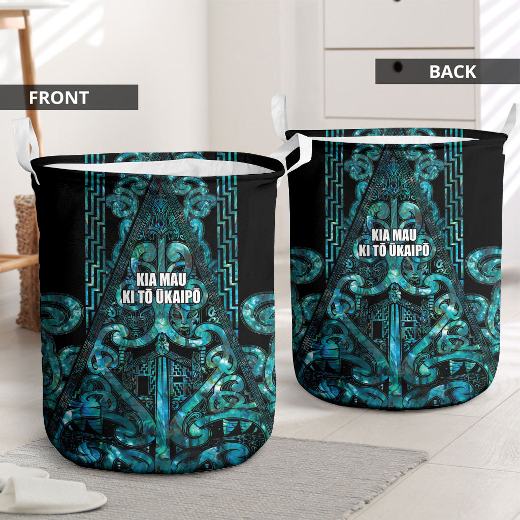 Maori Language Week Laundry Basket Kia Mau Ki To Ukaipo Paua Shell Color