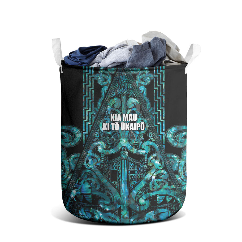Maori Language Week Laundry Basket Kia Mau Ki To Ukaipo Paua Shell Color