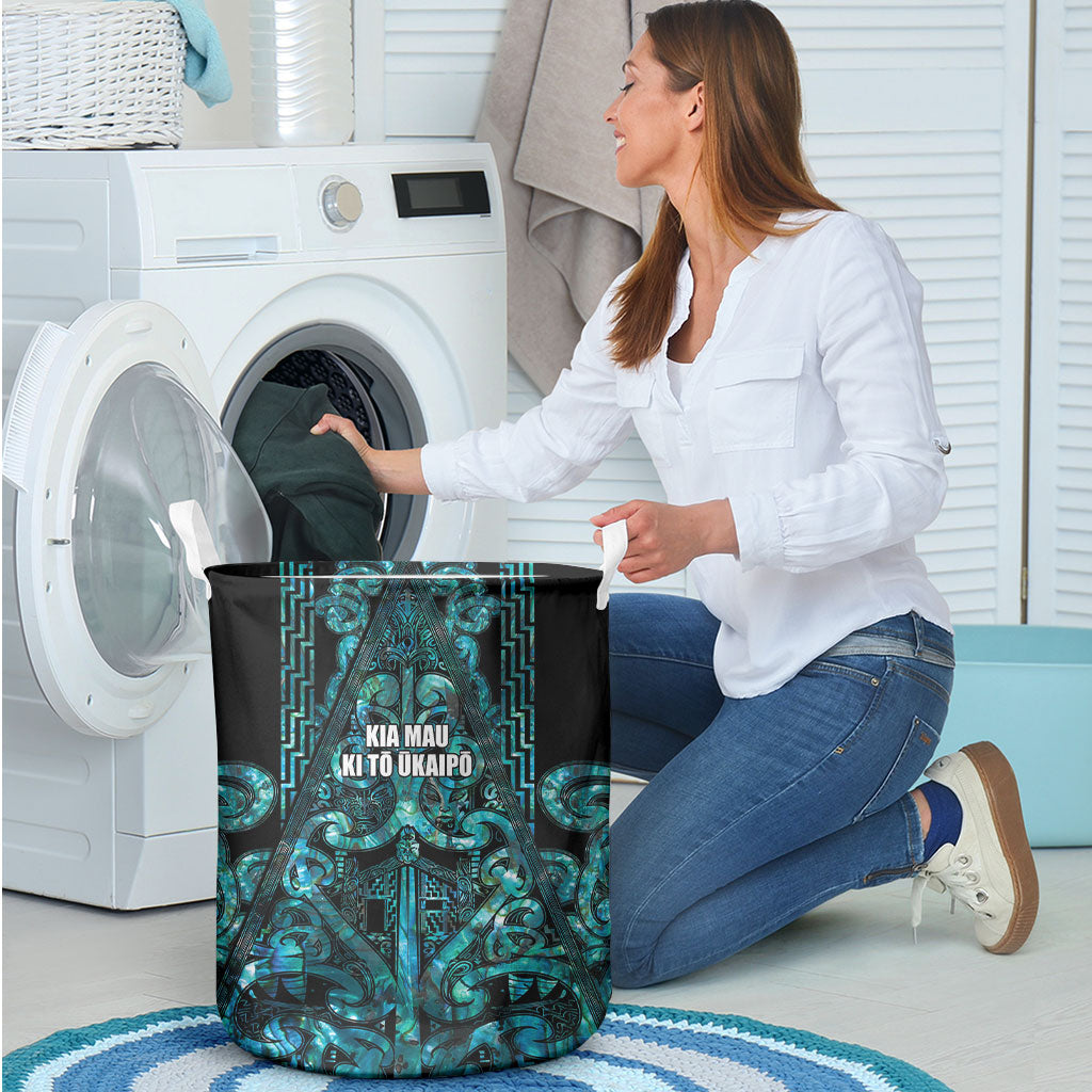 Maori Language Week Laundry Basket Kia Mau Ki To Ukaipo Paua Shell Color