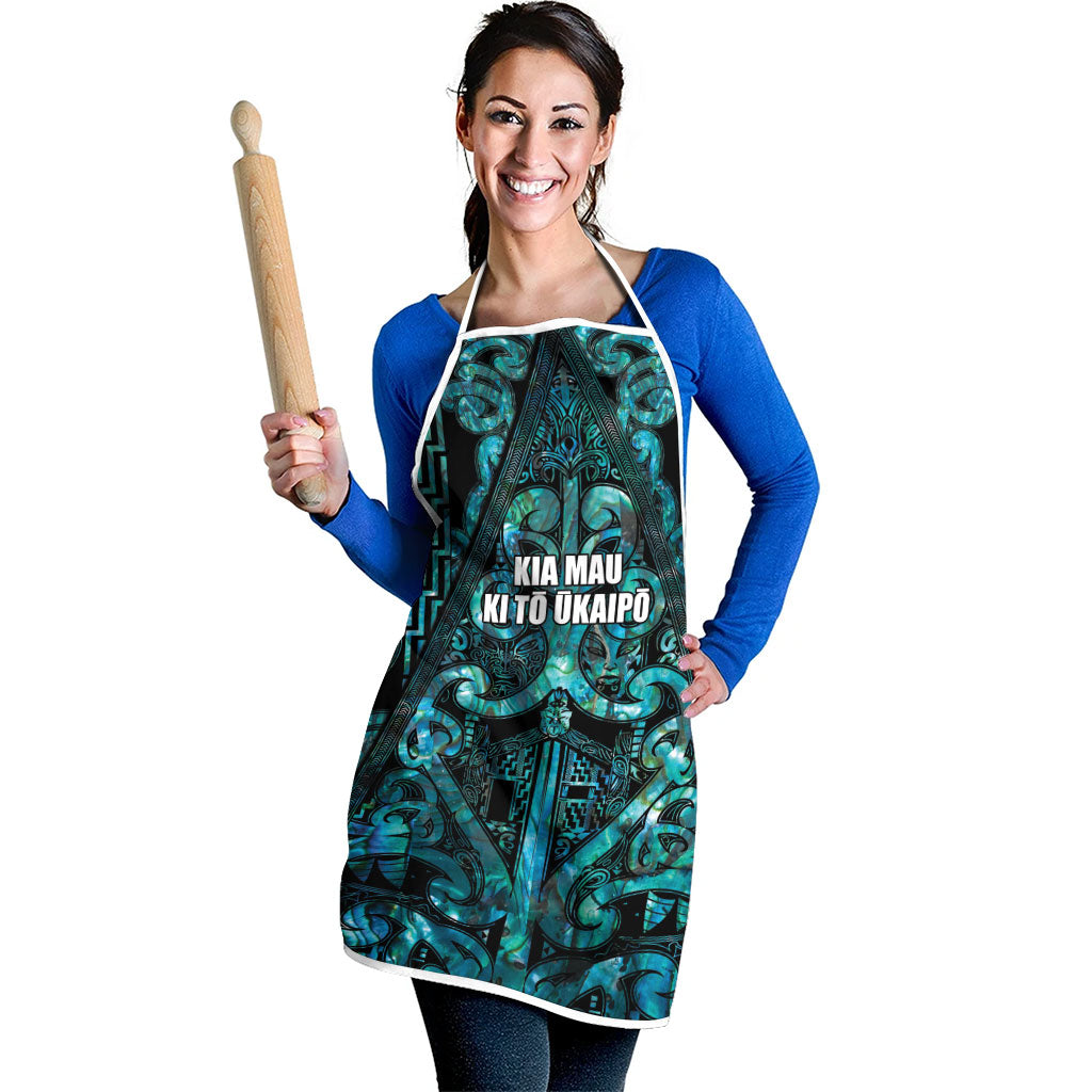 Maori Language Week Apron Kia Mau Ki To Ukaipo Paua Shell Color