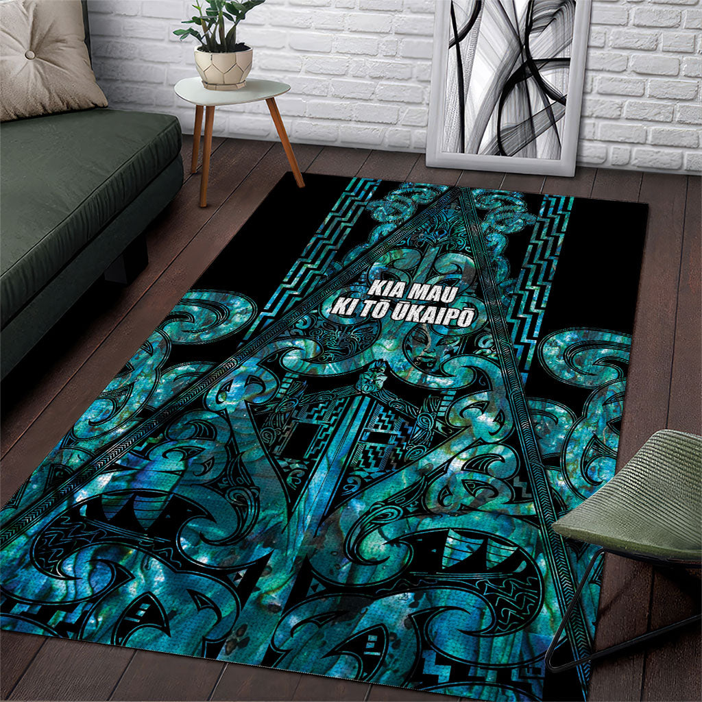 Maori Language Week Area Rug Kia Mau Ki To Ukaipo Paua Shell Color